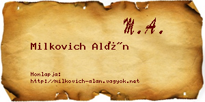 Milkovich Alán névjegykártya
